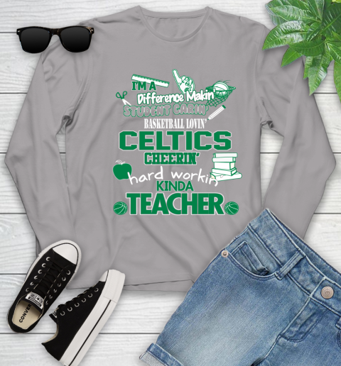 Boston Celtics NBA I'm A Difference Making Student Caring Basketball Loving Kinda Teacher Youth Long Sleeve 5