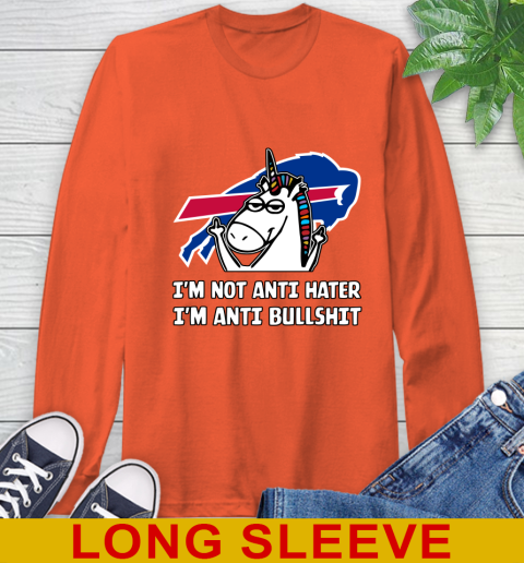 Buffalo Bills NFL Football Unicorn I'm Not Anti Hater I'm Anti Bullshit Long Sleeve T-Shirt 5