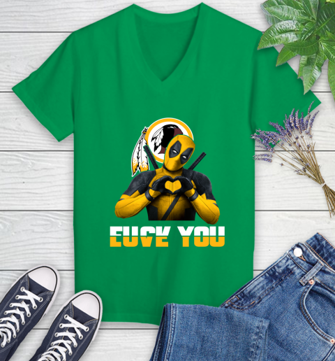 NHL Washington Redskins Deadpool Love You Fuck You Football Sports Women's V-Neck T-Shirt 5