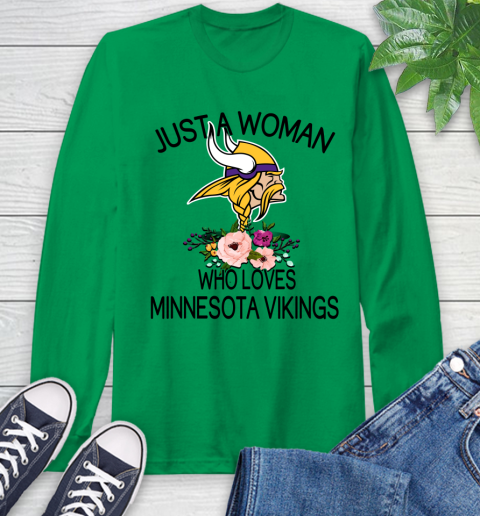 NFL Just A Woman Who Loves Minnesota Vikings Football Sports Long Sleeve T-Shirt 5
