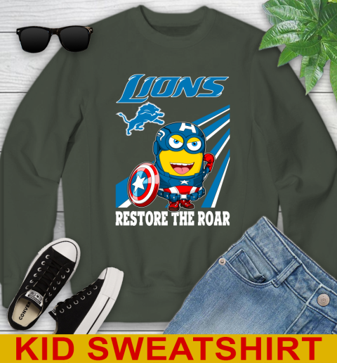NFL Football Detroit Lions Captain America Marvel Avengers Minion Shirt Youth Sweatshirt 8
