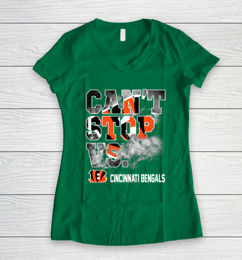 NFL Cincinnati Bengals Can't Stop Vs Women's V-Neck T-Shirt 3