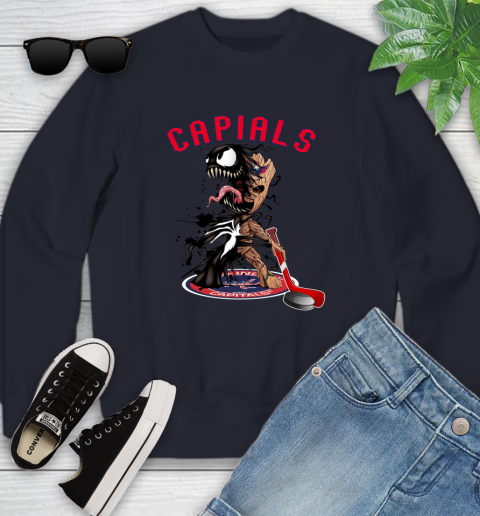 NHL Washington Capitals Hockey Venom Groot Guardians Of The Galaxy Youth Sweatshirt 3