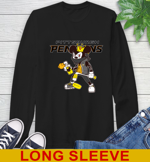 Pittsburgh Penguins NHL Hockey Mickey Peace Sign Sports Long Sleeve T-Shirt 2