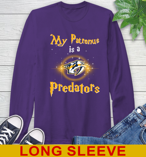 NHL Hockey Harry Potter My Patronus Is A Nashville Predators Long Sleeve T-Shirt 5