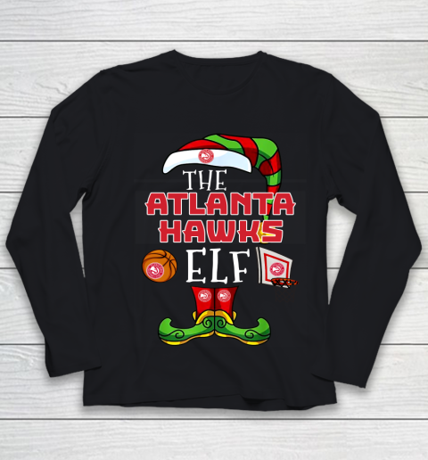 Atlanta Hawks Christmas ELF Funny NBA Youth Long Sleeve