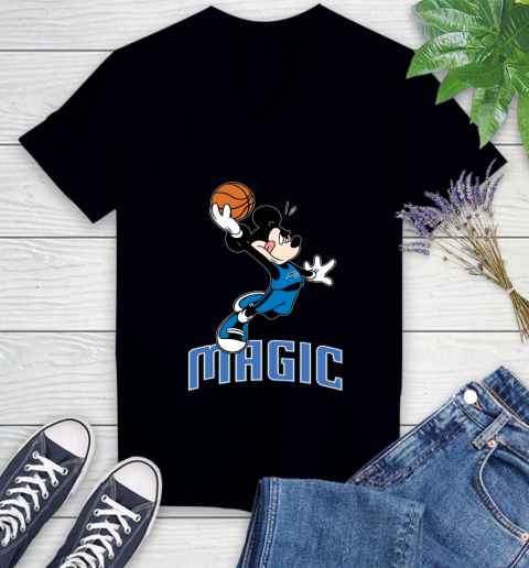 NBA Basketball Orlando Magic Cheerful Mickey Mouse Shirt Women's V-Neck T-Shirt