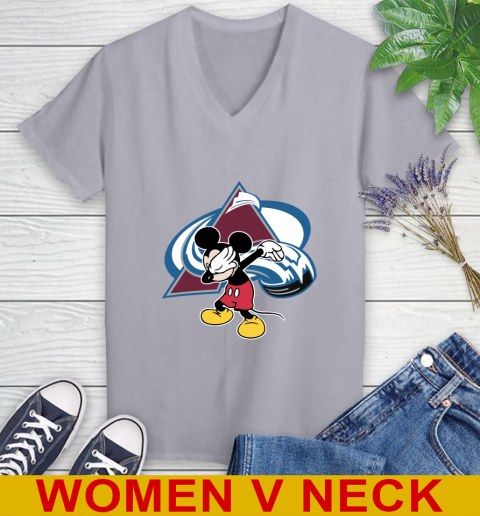 Colorado Avalanche NHL Hockey Dabbing Mickey Disney Sports Women's V-Neck T-Shirt 6 Colorado Avalanche NHL Hockey Dabbing Mickey Disney Sports Women's V-Neck T-Shirt - Image 6