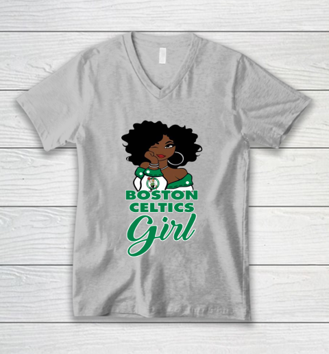 Boston Celtics Girl NBA V-Neck T-Shirt 4