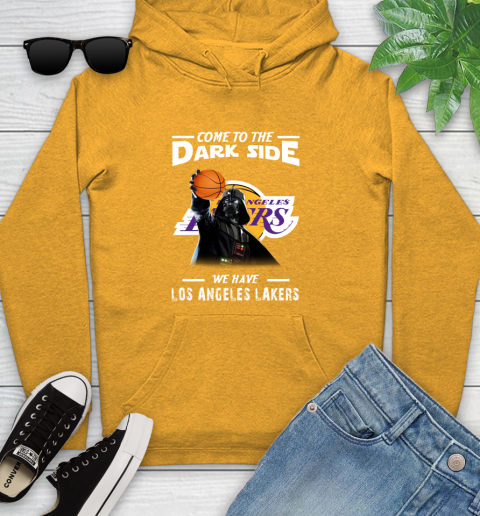 NBA Come To The Dark Side We Have Los Angeles Lakers Star Wars Darth Vader Basketball Youth Hoodie 2