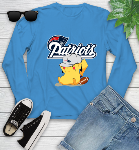 NFL Pikachu Football Sports New England Patriots Youth Long Sleeve 7