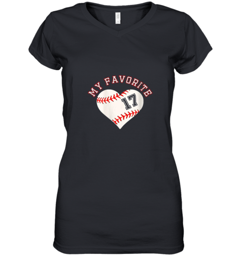 Baseball Player 17 Jersey Outfit No #17 Sports Fan Gift Women's V-Neck T-Shirt