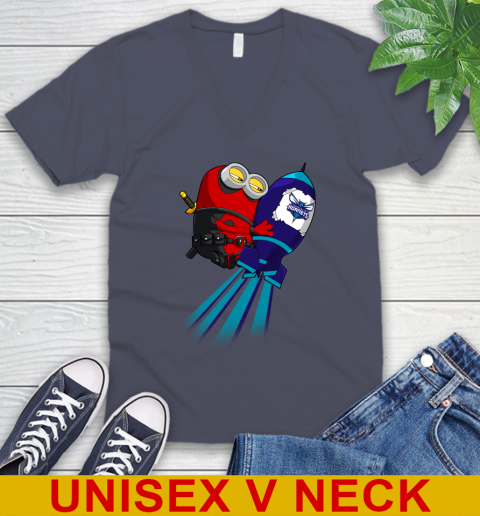 NBA Basketball Charlotte Hornets Deadpool Minion Marvel Shirt V-Neck T-Shirt 7