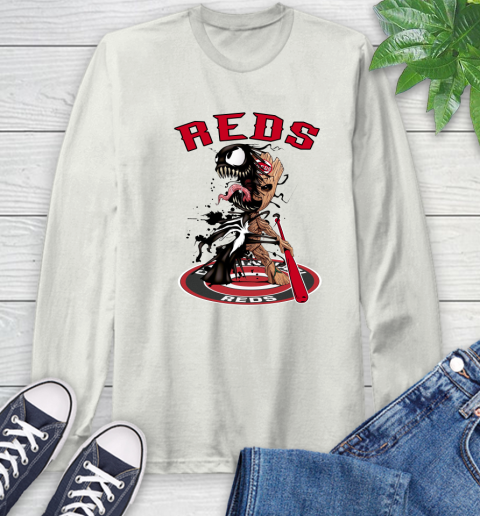 MLB Cincinnati Reds Baseball Venom Groot Guardians Of The Galaxy Long Sleeve T-Shirt 12