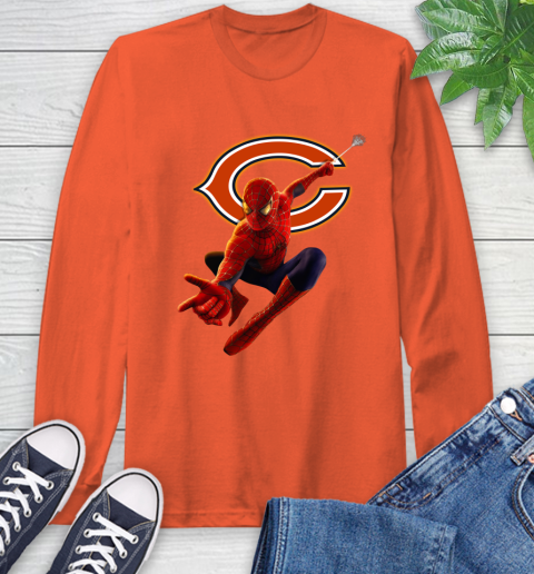 NFL Spider Man Avengers Endgame Football Chicago Bears Long Sleeve T-Shirt 5