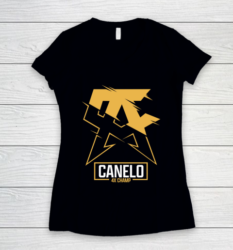 Team Canelo Gold 4x Champion Women's V-Neck T-Shirt