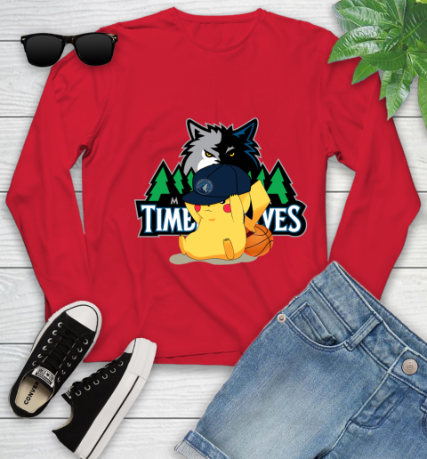 NBA Pikachu Basketball Sports Minnesota Timberwolves Youth Long Sleeve 11