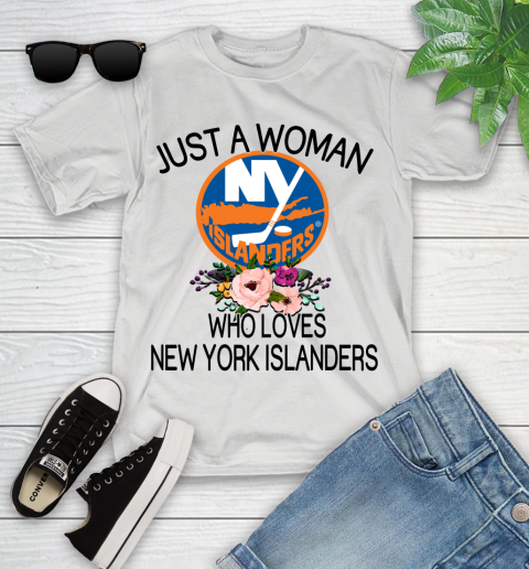 NHL Just A Woman Who Loves New York Islanders Hockey Sports Youth T-Shirt