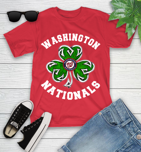 MLB Washington Nationals Three Leaf Clover St Patrick's Day Baseball Sports Youth T-Shirt 13