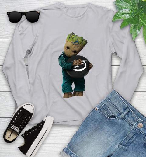 NHL Groot Guardians Of The Galaxy Hockey Sports Tampa Bay Lightning Youth Long Sleeve 5