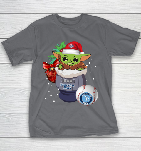 Tampa Bay Rays Christmas Baby Yoda Star Wars Funny Happy MLB Youth T-Shirt 7