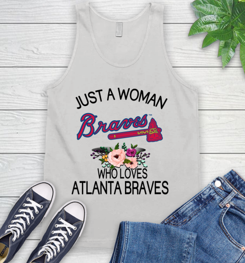 MLB Just A Woman Who Loves Atlanta Braves Baseball Sports Tank Top