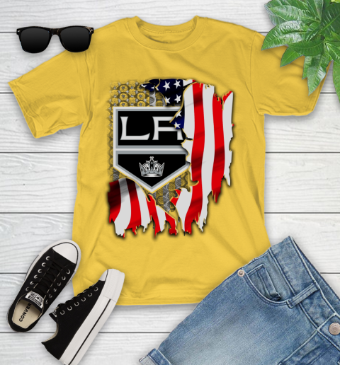 Los Angeles Kings NHL Hockey American Flag Youth T-Shirt 10