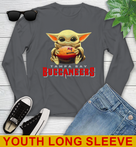 NFL Football Tampa Bay Buccaneers Baby Yoda Star Wars Shirt Youth Long Sleeve 9