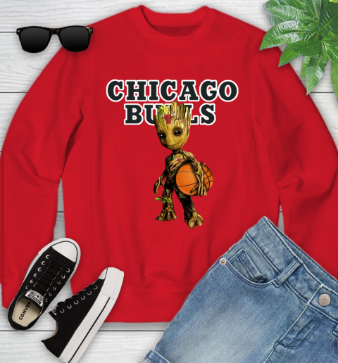 Chicago Bulls NBA Basketball Groot Marvel Guardians Of The Galaxy Youth Sweatshirt 9