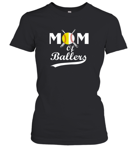 Womens Mom Of Ballers Baseball Softball Lovers Mother's Day Women's T-Shirt
