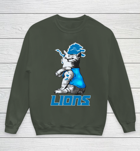 NFL Football My Cat Loves Detroit Lions Youth Sweatshirt 8