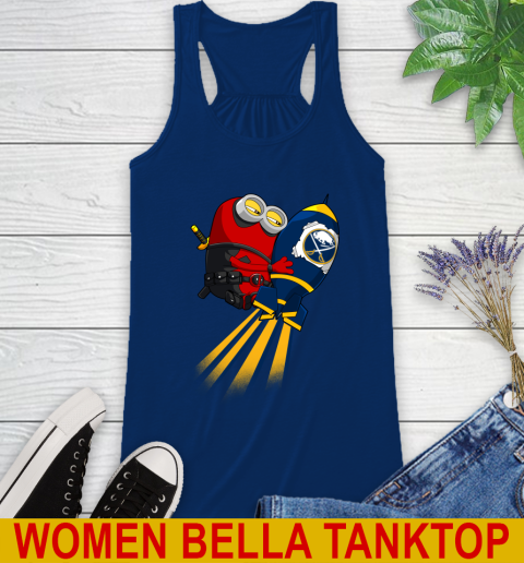 NHL Hockey Buffalo Sabres Deadpool Minion Marvel Shirt Racerback Tank 7