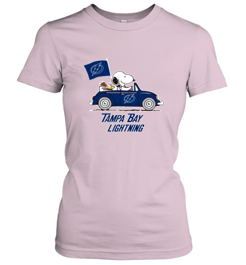 Snoopy And Woodstock Ride The Tampa Bay Lightnings Car hmuy snoopy and woodstock ride the tampa bay lightnings car ladies t shirt 20 front light pink