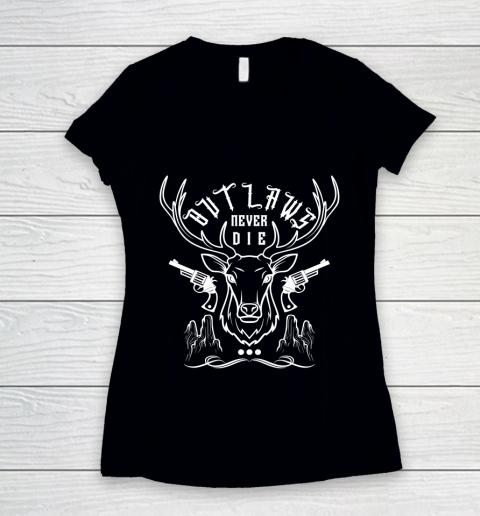 Outlaws Never Die Women's V-Neck T-Shirt