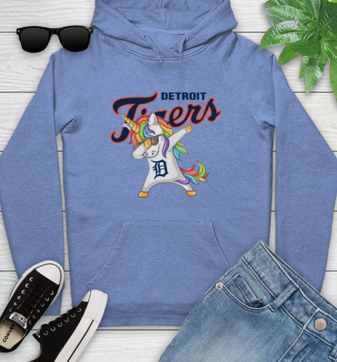 Detroit Tigers MLB Baseball Funny Unicorn Dabbing Sports Youth Hoodie 12