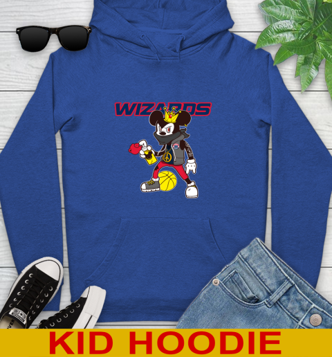 Washington Wizards NBA Basketball Mickey Peace Sign Sports Youth Hoodie 10