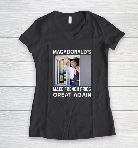 MAGADONALD'S Donald Trump Make French Fries Great Again Women's V-Neck T-Shirt 4