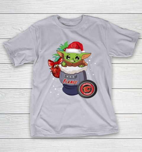 Calgary Flames Christmas Baby Yoda Star Wars Funny Happy NHL T-Shirt 7