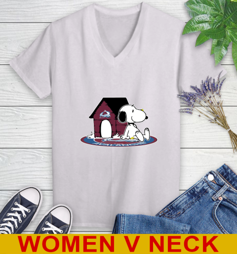 NHL Hockey Colorado Avalanche Snoopy The Peanuts Movie Shirt Women's V-Neck T-Shirt