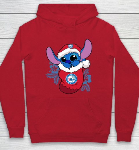 Philadelphia 76ers Christmas Stitch In The Sock Funny Disney NBA Hoodie 10
