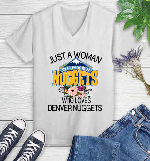 NBA Just A Woman Who Loves Denver Nuggets Basketball Sports Women's V-Neck T-Shirt