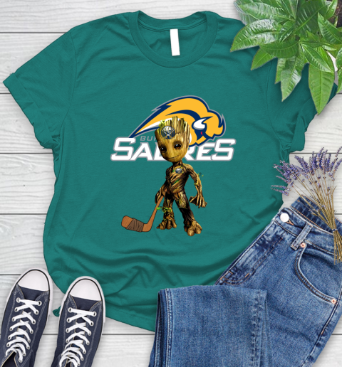 Buffalo Sabres NHL Hockey Groot Marvel Guardians Of The Galaxy Women's T-Shirt 12