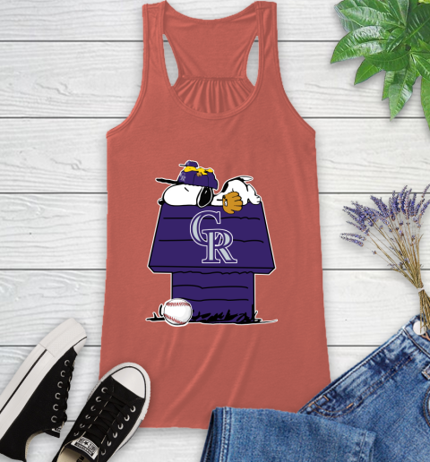 MLB Colorado Rockies Snoopy Woodstock The Peanuts Movie Baseball T Shirt Racerback Tank 4