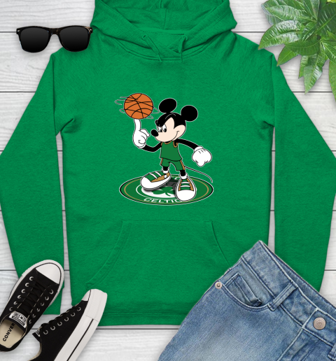NBA Basketball Boston Celtics Cheerful Mickey Disney Shirt Youth Hoodie 7