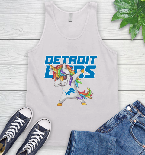 Detroit Lions NFL Football Funny Unicorn Dabbing Sports Tank Top