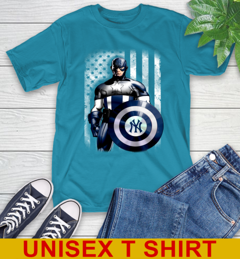 New York Yankees MLB Baseball Captain America Marvel Avengers American Flag Shirt T-Shirt 9