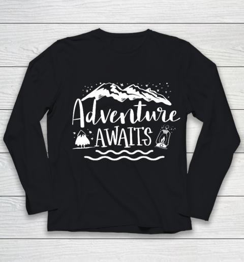 Adventure Awaits Camping Lover Camper Youth Long Sleeve