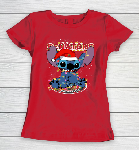 Ottawa Senators NHL Hockey noel stitch Christmas Women's T-Shirt 7