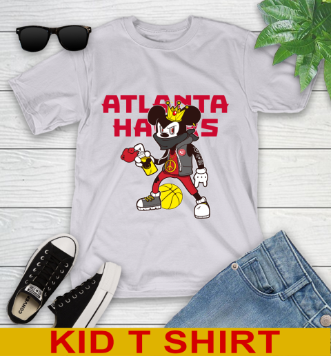 Atlanta Hawks NBA Basketball Mickey Peace Sign Sports Youth T-Shirt 5