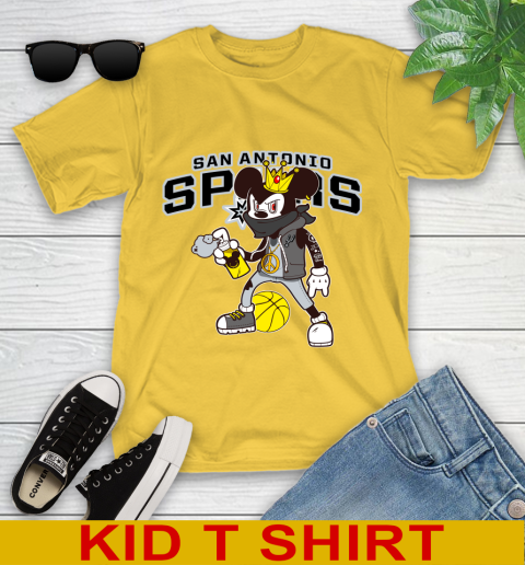 San Antonio Spurs NBA Basketball Mickey Peace Sign Sports Youth T-Shirt 8